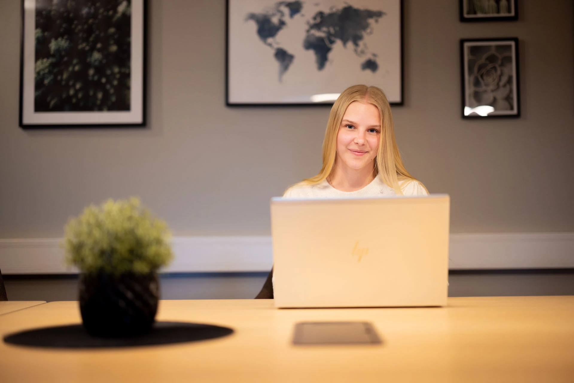 Cape Economyn asiantuntija tekee tietokoneella töitä Karjaan toimistolla.